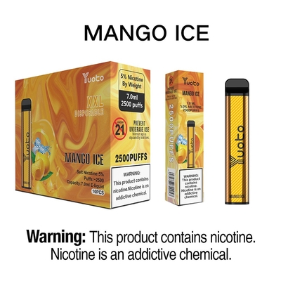 Yuoto Rokok Elektronik Disposable Vape Pen 2500 Puffs XXL Mango Ice 1200mAh 5% Nikotin