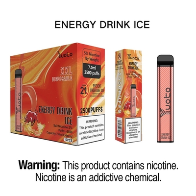 Yuoto XXL 2500 Puffs minuman energi vape sekali pakai paling populer Ice 7ml 1200mAh 5%