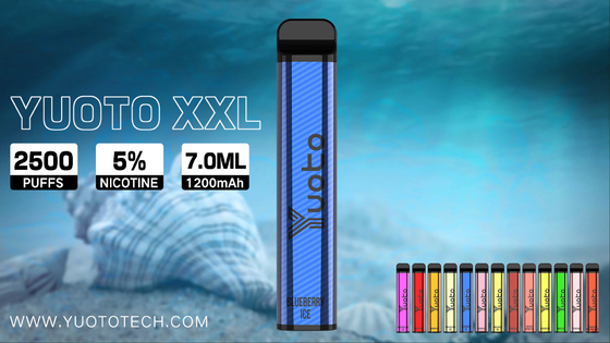 CE RoHS Yuoto Disposable Vape Pen 2500 Puff 7.0Ml Kapasitas Jus Rasa Mangga