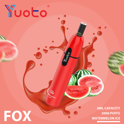 Yuoto Vape fox 3000 puff Tegangan Output Paduan Aluminium+Bahan PCTG Rokok Elektrik