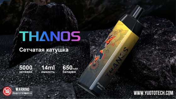 Yuoto Thanos 5000 Puffs 14ml Pre-Fill E-Juice Vaporizer Sekali Pakai Kapasitas Baterai 650 mAh