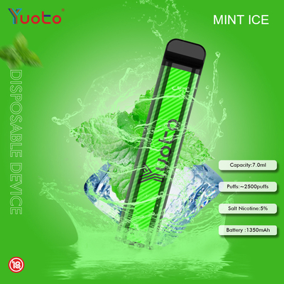Yuoto 2500 Puffs 23 rasa 7 ML Kapasitas baterai 1200 mAh Kapasitas baterai Mint Ice