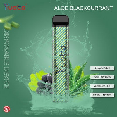 Yuoto 23 Flavours 7.0ML 2500 Puff Vape Sekali Pakai Baterai 1200MAh 5% Nikotin