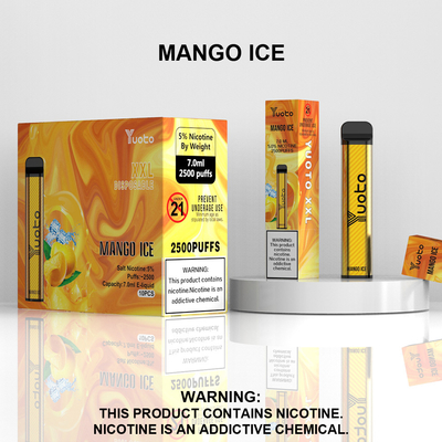 Yuoto XXL 2500 puff, vape sekali pakai 7ml volume cairan pencetakan logo rasa yang berbeda