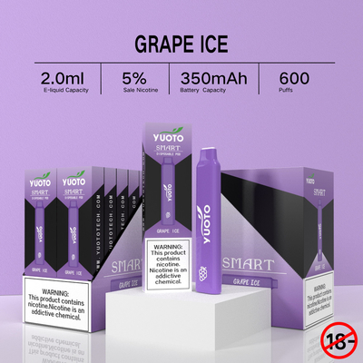Yuoto Smart 600 Puffs Disposable Vape Kit Perangkat TPD Nikotin 2%.