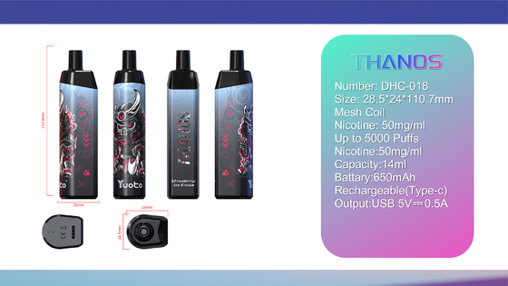 2022 Baru Kedatangan Disposable Vape Electronic Cigarette14ml E-Liquid 650mAh Grape Ice untuk Distributor Puff