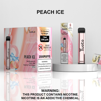 2500 Puff Disposable Vape Pod Rasa Peach Yuoto XXL Coil 7ml Baterai Ejuice 1200mAh dari Pabrik China
