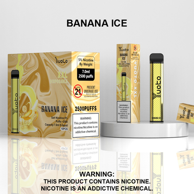 Yuoto XXL 2500 Puffs Disposable 1200mAh Battery 7.0ml Ejuice Rasa es pisang untuk India