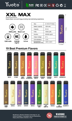 rasa es mangga Yuoto xxl Max 3500 Puffs vaporizer sekali pakai Mesh Coils Permukaan Kulit 9ml