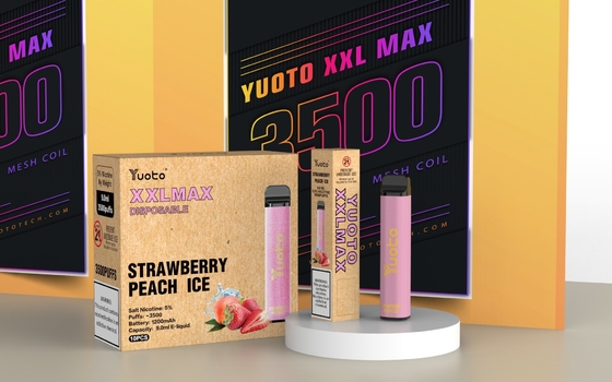 Rasa es Strawberry Peach Yuoto XXL Max 3500 Puffs Electric Vape Pen dengan mesh coil