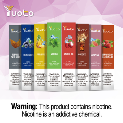 Yuoto 1500 Puffs Rokok Sekali Pakai Rasa Buah, Sistem Pod Pena Shisha Vape