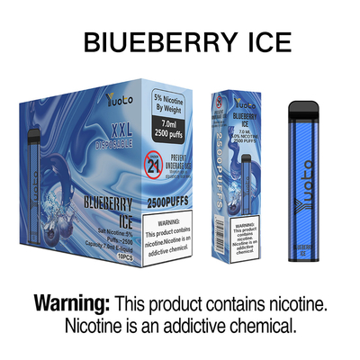Yuoto XXL Disposable Vape Pod 2500 Puff Blueberry Ice 7.0ml EJuice 5% Nic