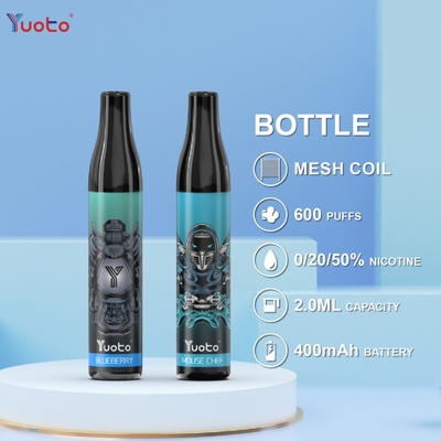 YUOTO Bottle 600 Puffs Pod Vape Sekali Pakai Blueberry 2ml 20mg 400mAh Baterai TPD UK
