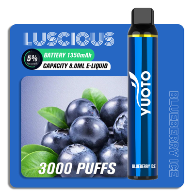 SS304 3000 Puff Sekali Pakai Vape Luscious Puff Pen E rokok Perangkat Pod E Juice