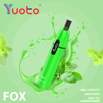 Yuoto Vape fox 3000 puff Tegangan Output Paduan Aluminium+Bahan PCTG Rokok Elektrik