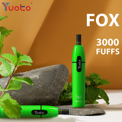 Yuoto Vape fox 3000 puff Tegangan Output Paduan Aluminium+Bahan PCTG Rokok Elektrik