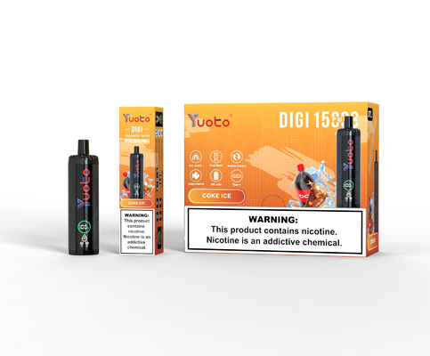 Rechargeable Yuoto DIGI 15000 Puffs Double Mesh Coil Vape 22 Rasa Baterai tingkat bahan bakar Ul