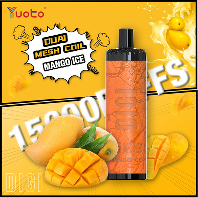 YUOTO Manufacturer DIGI 15000 Puffs Daul Mesh Coil Vape Adjustable Air Flow MTL dan DTL