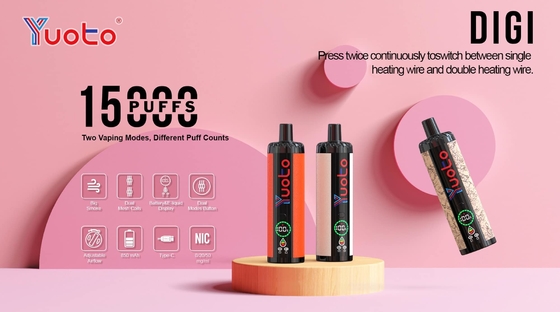 Vape sekali pakai Plastik AL 850mAh 15000 puffs Adjustable Airflow 23 Rasa DualMesh Coil