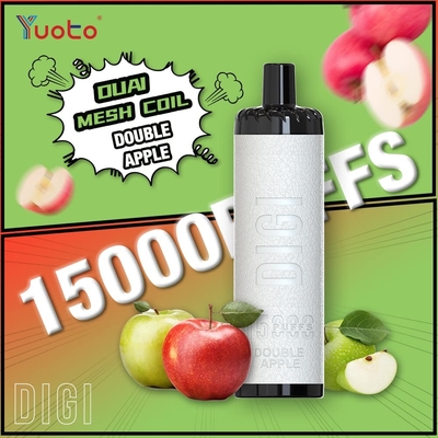 YUOTO sekali pakai Vape Plastik AL DualMesh Coil 15000 puffs 850mAh Adjustable Airflow 23 Rasa