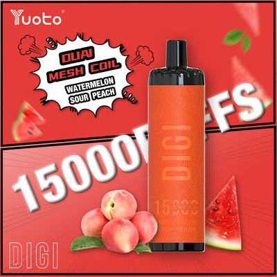 Aliran udara yang dapat disesuaikan YUOTO 15000 Puffs Vape sekali pakai dengan DualMesh Coil 850mAh Baterai 23 Rasa