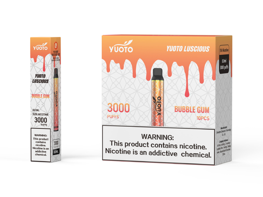 Yuoto luscious 22 Flavoured E Cigs Button Gratis, Mudah Digunakan Dengan Baterai 1350mAh