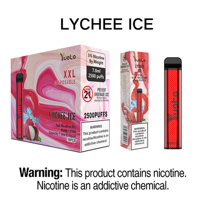 2500 Puffs XXL Flavour YUOTO Vape Pen Baterai 7.0ML 1200mAh Selera Yang Baik