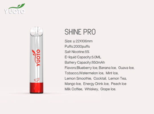 Yuoto Shine pro 2000 Puffs Vape 15 Rasa Dengan Kapasitas Jus E 5ML