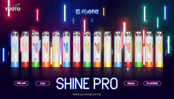 Yuoto Shine pro 2000 Puffs Vape 15 Rasa Dengan Kapasitas Jus E 5ML