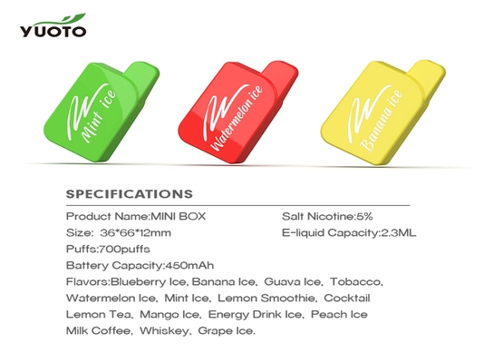 15 Flavours 700 Puffs Vape 2.3ML E Kapasitas Jus EMC ROHS Sertifikat