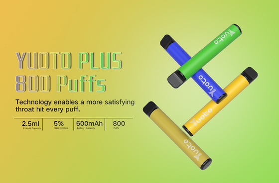 7W-12W Sekali Pakai E Cig Vape 100% Asli Yuoto Plus 800 puff 3.5V