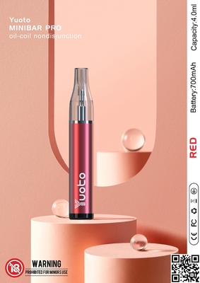 Yuoto minibar Custom Disposable Vapes 4ml isi ulang e liquid