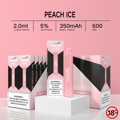1pack/23g Yuoto 600 Puffs Vape 12 Rasa Sistem Pod Sekali Pakai Es Merah Muda