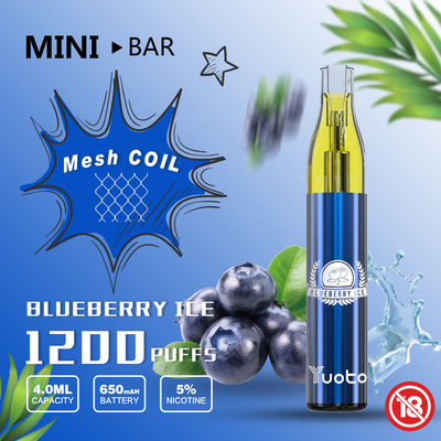 Yuoto MiniBar 1200 Puff Disposable Vape 15flavor E-Juice 4.0ml Baterai 650mAh