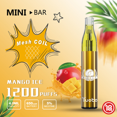 Yuoto MiniBar 1200 Puff Disposable Vape 15flavor E-Juice 4.0ml Baterai 650mAh