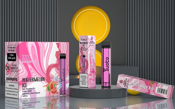 Perangkat Vape XXL 2500 Puffs Aliran Udara Yang Dapat Disesuaikan 7ML Dibangun Di Pod 1200mah