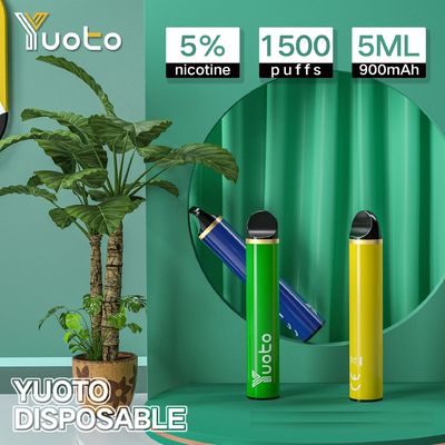 Yuoto 5 1500puffs vape sekali pakai 5ml 5% nikotin e cair 900mah